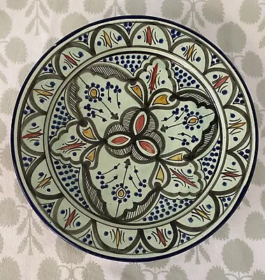 Moroccan Ceramic Plate Pasta Bowl Serving Handmade Wall Hanging 12  Vintage • $44.99