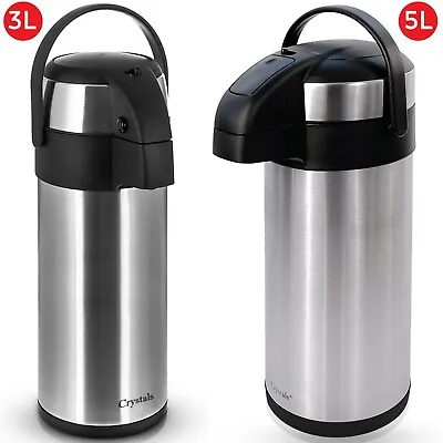 3l/5l Lit Stainless Steel Airpot Hot Tea Coffee Drinks Vacuum Flask Jug Pump New • £24.85