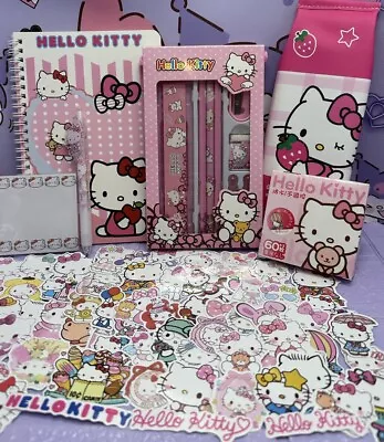 Hello Kitty B6 Sanrio Notebook Stationary Memo Bundle Pencil Case Sticker Pen • $32.86