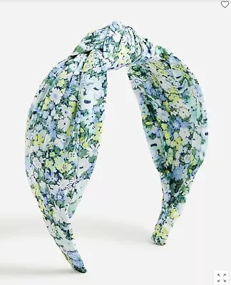 New J Crew Liberty Print Green Ivory Floral Cotton Knotted Headband 1  Width • $24.99