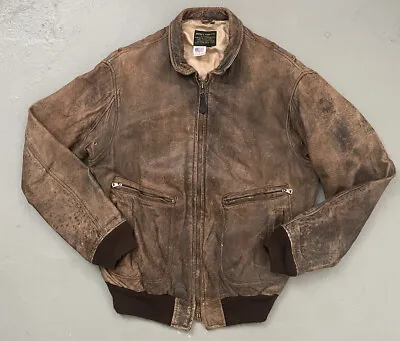 Vintage Avirex G-2 Distressed Leather Military Flight Bomber Jacket Made In USA  • $89.99