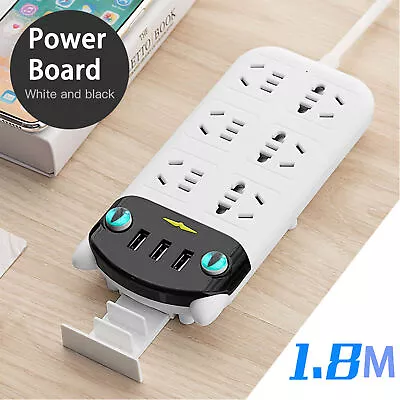 1.8M USB Charging Power Board 6 Way Outlets Socket Charger Ports Surge Protector • $17.99