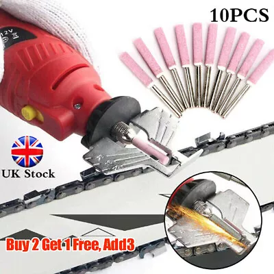 10pcs 4.8mm Chainsaw Sharpener Grinding Stone File Chain Saw Sharpening Tool UK • £3.56