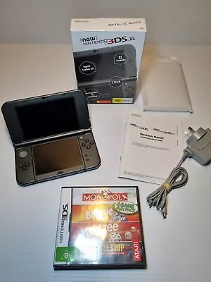Boxed Nintendo *NEW* 3DS XL Metallic Black Handheld Console + Game - Tested  • $320