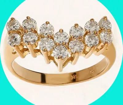 Diamond V Shape Ring 14K Yellow Gold  .80CTS Size 5 • $459