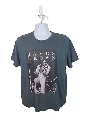 Custom Graphic Print James Brown Gildan Heavy Cotton Gray Tshirt Size Large • $24.99