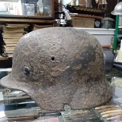 WWII German World War II Helmet W Insignia Rolled Rim M40 • $199