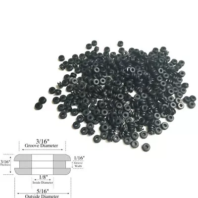 Lot Of 100 Rubber Grommets 1/8  Inside Diameter - 1/16  Gw - Fits  3/16  Holes • $21.55