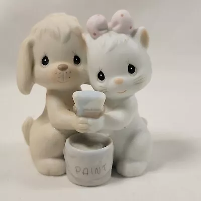 Precious Moments Enesco True Blue Friends Puppy Dog Hugging Kitty Cat Figure  • $6.99