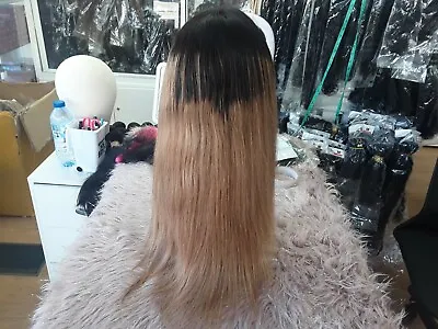 16inch Brazilian Glueless  Full Lace Wig 150% Density Straight 1b/30# Ombre 12aa • £399