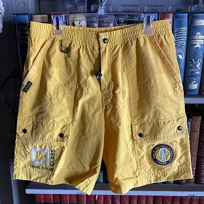 Vintage Polo Ralph Lauren Yellow Canoe Slalom Class C1 Swimming Shorts Sz L • $29.95