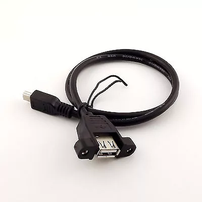 10x Mini USB 5 Pin Male To USB 2.0 A Female Socket Panel Mount Cable 1.5FT Black • $18.71