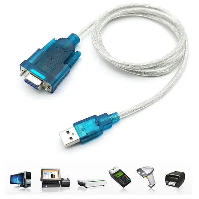 USB To Serial RS232 FEMALE 9 Pin DB9 COM Converter Adapter Cable Windows 7 8 10 • £4.49