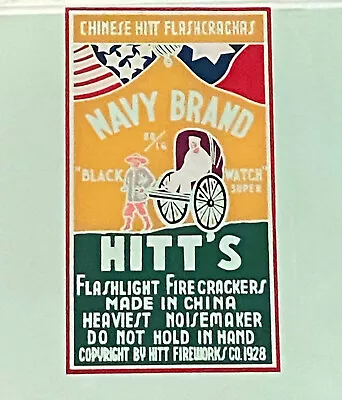 Vintage Chinese Hitt Navy Brand Firecrackers Label Mirror Sign 12  X 12 ... Rare • $99