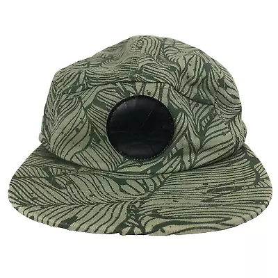 Hat Cap Adult Green 5 Panel Camo Nature Black Logo Outdoors Summer Beach Adjust • $4.99