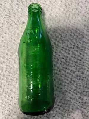 Vintage 7UP Bottle Green 10 Oz. No Refill Recyclable Sideways Embossed Screw Top • $0.99