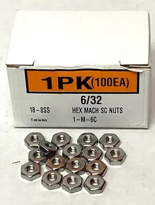 New 6/32  Hex Mach SC Nuts Stainless Steel (100ea) • $7