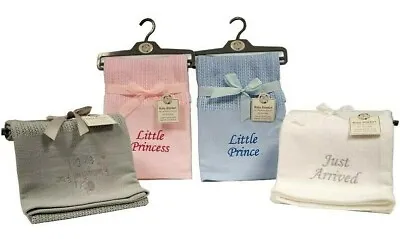 £8.99 • Buy Cellular Baby Blanket Just Arrived Prince Princess Mummy Pram Cot 100% Cotton