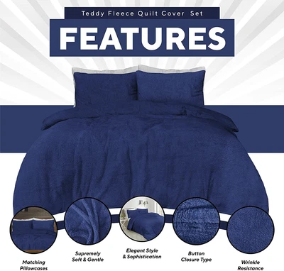 $28.49 • Buy Warm Teddy Bear Fleece Thermal Quilt Queen Size Doona Duvet Cover Set Pillowcase