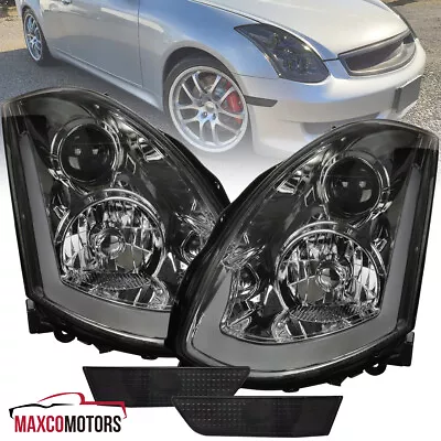 Fits 2003-2007 Infiniti G35 Coupe Smoke Projector Headlights+Side Marker Lights • $368.58