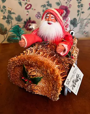 RARE Vintage Bethany Lowe German Loofah Car Santa • $599