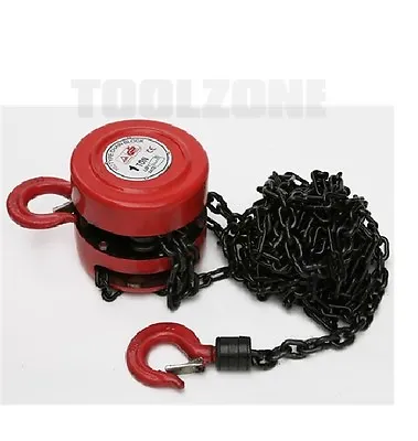 Toolzone 1 Ton Chain Block & Tackle Engine Lifting Hoist Pulley Winch  • £44.99