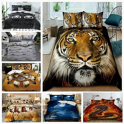 Animals Quilt Doona Duvet Cover Single/Double/Queen/King Size Set Bedding Set AU • $37.59