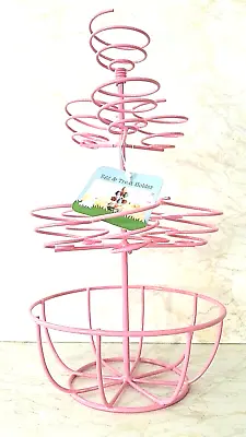 Pink Easter Egg And Treat Holder 11 1/2  Tall Plastic Coated Wire New W/Tags • $11.69