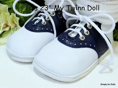 NAVY BLUE & WHITE Saddle Oxford DOLL SHOES Fits 23  MY TWINN DOLL CLOTHES • $8.98