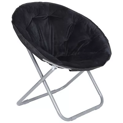 Folding Moon Saucer Chair Seat Stool Soft Sofa Chair For Bedroom Home Black • $38.58