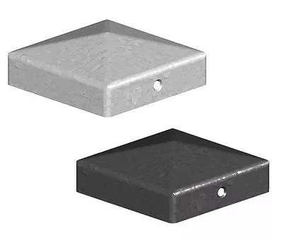 Pyramid Square Galvanised/Black Metal Fence Post Caps 3  75mm 4  100mm Post Top • £6.80