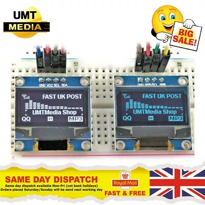 0.96  OLED 128X64 IIC I2C SPI White/Blue/Yellow Display Arduino ESP8266 SSD1306 • £4.50