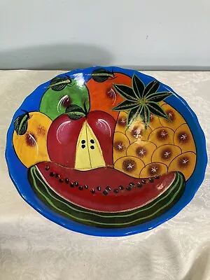 MEXICAN Hand Painted Fruit Bowl; No Damage; Ht 2 1/2 ; Dia Top App 8  • $10.50