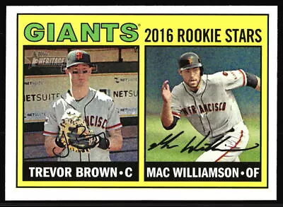 2016 Topps Heritage Trevor Brown / Mac Williamson Rookie #187 Giants • $1.50