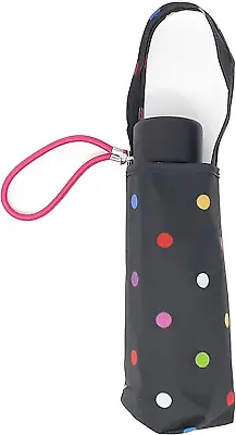 Micro Mini Manual Compact Umbrella Neverwet Technology Colorful Dots On Black • $38.09