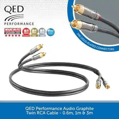 QED Performance Graphite RCA Stereo Phono Audio Interconnect Cable 60cm 1m 3m • £23.95
