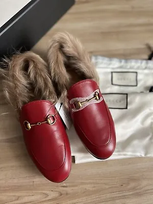$895 • Buy GUCCI Womens Jordaan Horsebit Leather Lamb Fur Loafers Sz 38.5 US 8.5 $1100 NEW