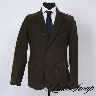 #1 MENSWEAR Barbour Beacon Dept. B Olive Waxed Leather Trim Sports Jacket M NR • $56