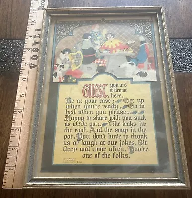 VTG 1925 Buzza Motto Friend You Are Welcome Here Original Frame • $15.99