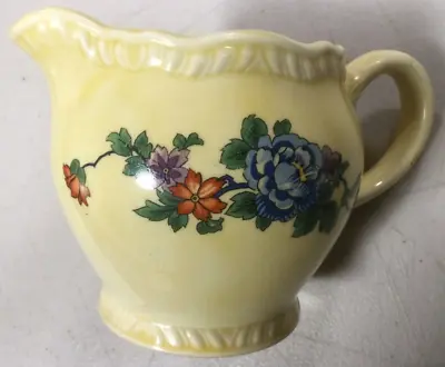 Homer Laughlin Yellow Floral Creamer D 30 N  Vintage • $6