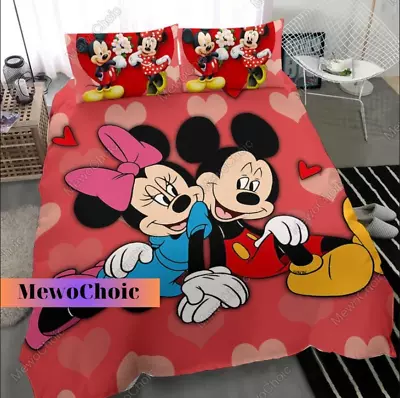 Mickey And Minnie 3D Quilt Bedding Set Halloween Gift Best Price Us Size • $76.99