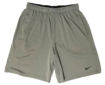 Nike Shorts Adult L Gray Athletic Running Gym Basketball Dri Fit Mens Pokts MINT • $17.86