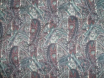 Liberty Varuna Wool Shawl Dark Paisley 50  Square Self Fringe Label 2 Moth Holes • £25