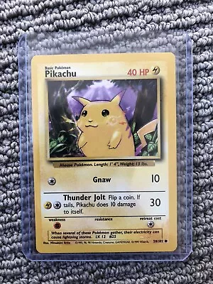 BASE SET 1999 Yellow Cheeks PIKACHU Pokemon TCG 58/102 Non Holo NM Vintage WOTC • $5