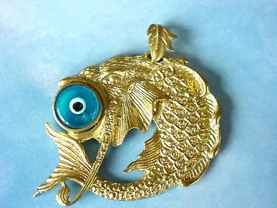 Gold Plated Murano Glass Evil Eye Dragon Fish Lucky  Men Women Pendant Necklace  • $22