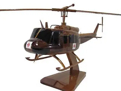 Bell UH-1 Huey Dustoff Medevac Vietnam Era Helicopter Mahogany Wood Wooden Model • $169.95