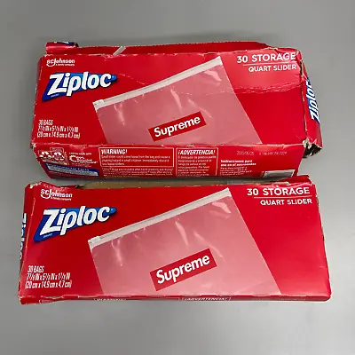 SUPREME ZIPLOC 2 Boxes! (60 Bags) 100% AUTHENTIC (AS-IS Damaged) • £16.15