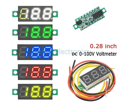 10PCS Mini DC 0-100V 0.28  3-Digit Voltmeter LED Voltage Panel Meter 3 Wire • $9.68