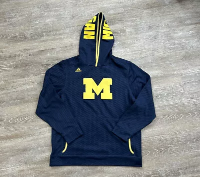 Adidas 2014 Michigan Wolverines Hoodie Sweatshirt Embroidered Large Logo Blue • $24.98