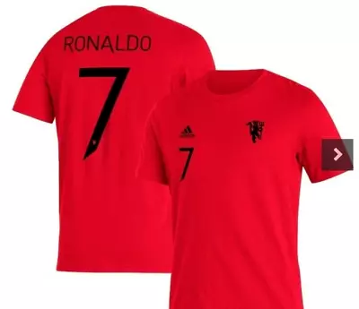 Cristiano Ronaldo Manchester United Adidas #7 XL T-Shirt Red Soccer Portugal  • $24.95